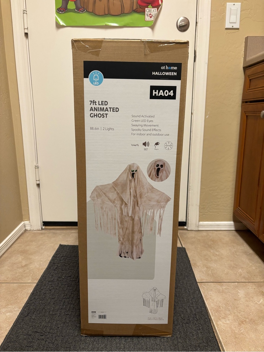 At Home Halloween 7ft Animated LED Ghost - Beige